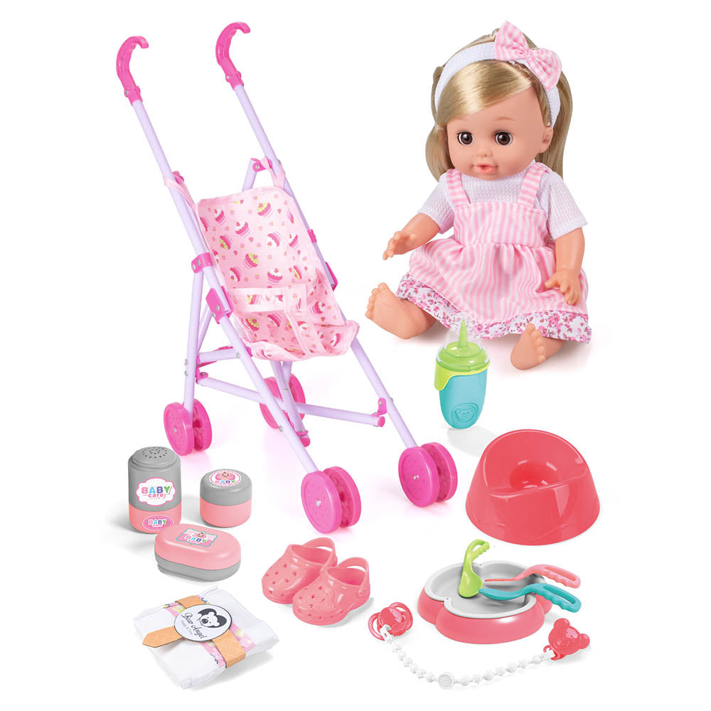 Talking toy doll with pram and accessories