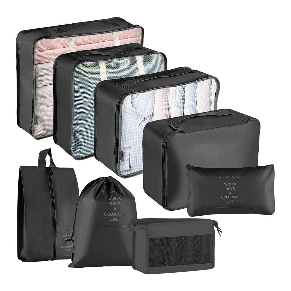 Set organizator pentru bagaje, 8 piese, negru