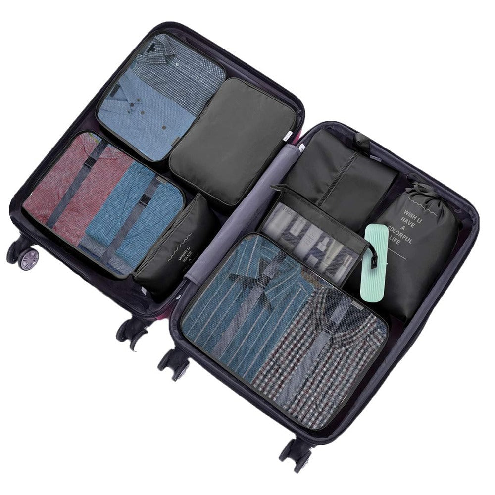 Set organizator pentru bagaje, 8 piese, negru