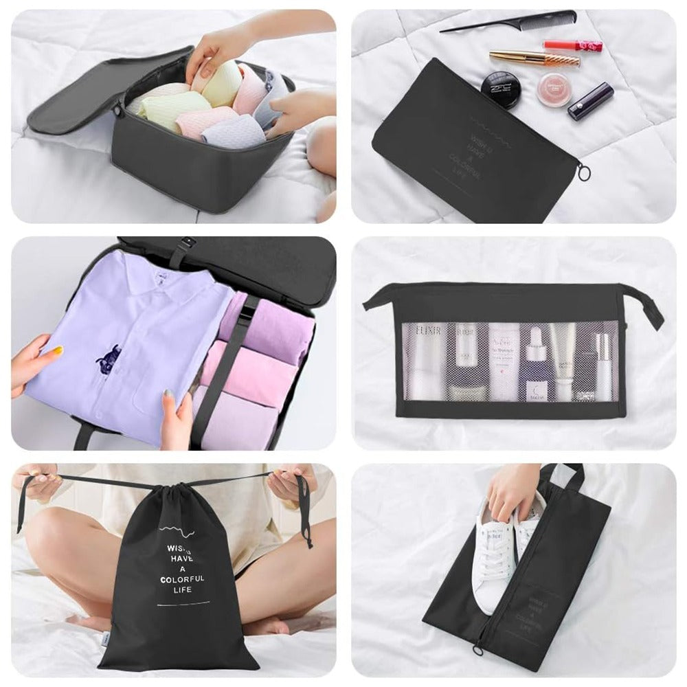 Set organizator pentru bagaje, 8 piese, negru