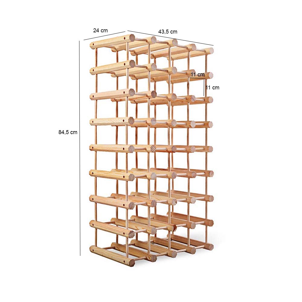 Wooden wine rack for 40 bottles